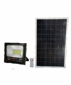 Faro LED solare da esterno 100W con pannello fotovoltaico e telecomando JD-8800L IP67.